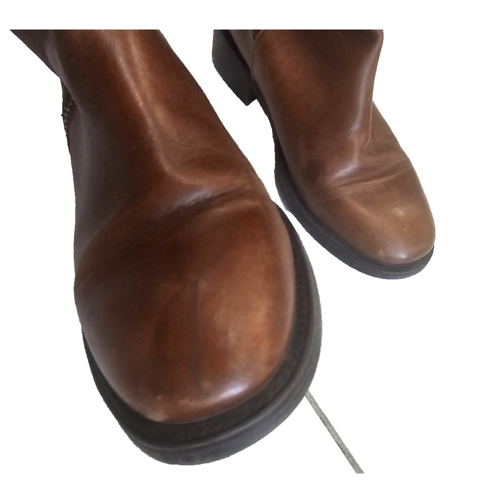 Zara Basic Leather Brown Low Block Heel Women's EU 38 US 7.5 - Picture 6 of 10